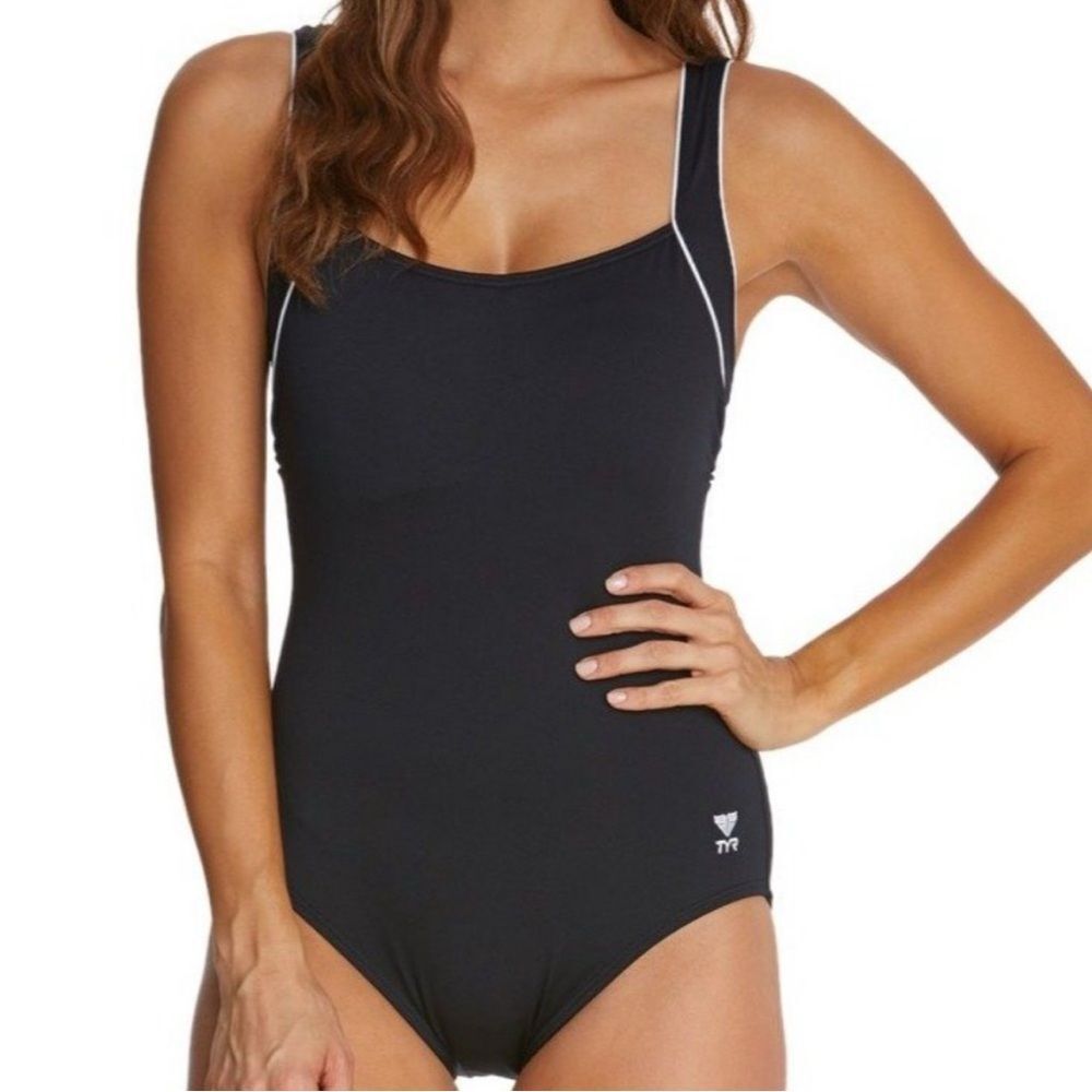 TYR Black Women's One Piece Swimsuit NWT 8